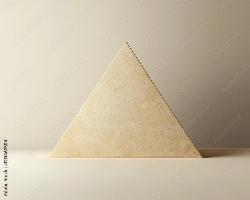 Poster beige triangular prism on neutral background.