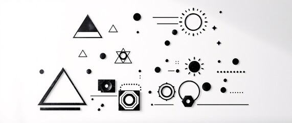 Obraz premium Painting with geometric shapes made with watercolor painting as abstract background.