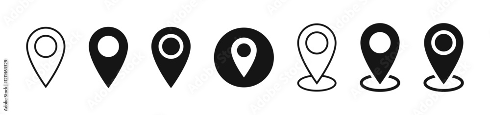Aufkleber Location icon set, Map pin place marker. location pointer icon symbol in flat style. Location pin icon, Navigation sign