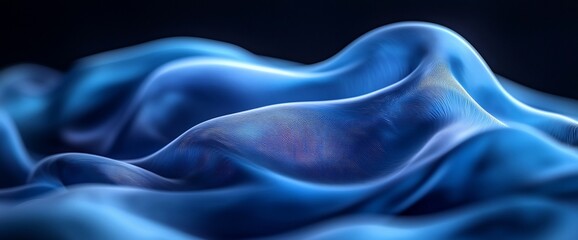 Obraz premium Abstract blue fabric waves, flowing silk texture.
