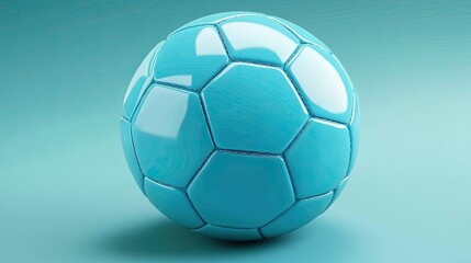 Naklejka premium 3D soccer ball with defined seams, showcased on a sleek gradient background in shades of blue.