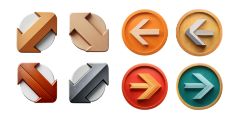 Stylish Directional Icons on Transparent Background