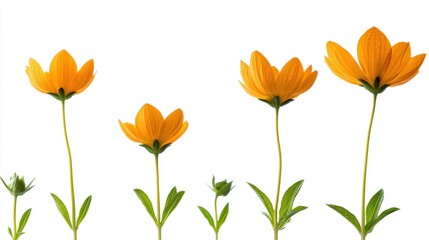 Fototapeta premium Vibrant Yellow Flowers on White Background Showcasing Natural Beauty
