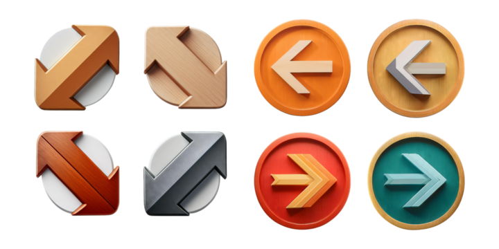 Stylish Directional Icons on Transparent Background