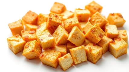 Fried Tofu Cubes - Healthy Vegetarian Protein - Plant-Based Diet - Food Photography