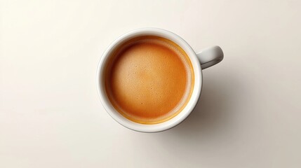 Hot Coffee in White Cup on Light Background with Smooth Surface