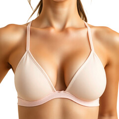 Young woman wearing bra isolated on transparent background