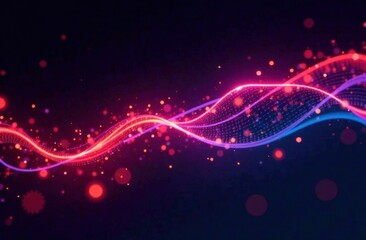 Obraz premium Abstract flowing neon wave purple background