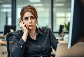 Fototapeta premium Portrait of a disheartened female office worker