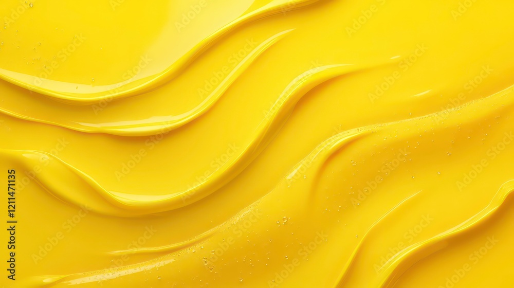 Poster Abstract yellow paint texture with wavy lines and subtle texture.