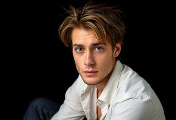 Obraz premium Portrait of a male person with disheveled hair