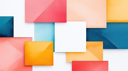 Fototapeta premium Square watercolor concept. Colorful abstract shapes with vibrant hues create a modern and artistic background.