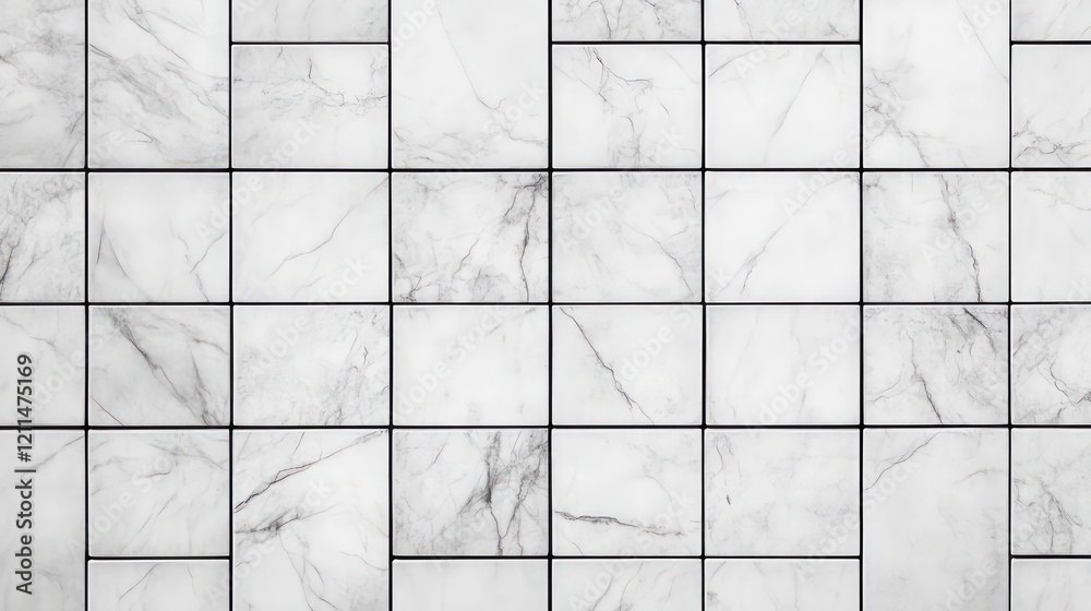 Poster White marble tiles arranged in a grid pattern.