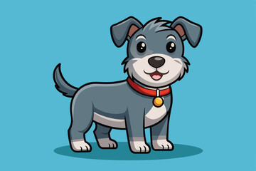 A playful cartoon dog stands happily, ready for fun with a bright blue background Good doggy Customizable Cartoon Illustration