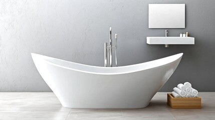 Modern Freestanding Bathtub in Minimalist Bathroom