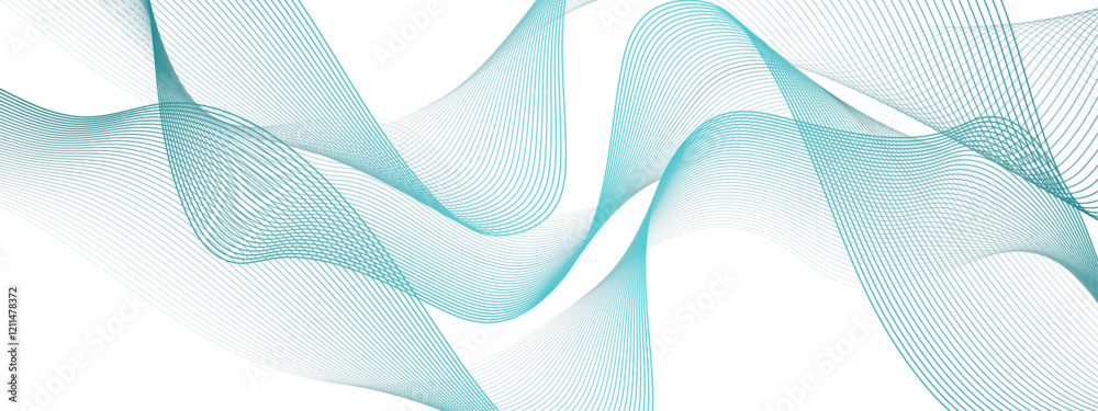 Poster abstract blue wave line on the white background. modern summer creative gradient effect. futuristic 