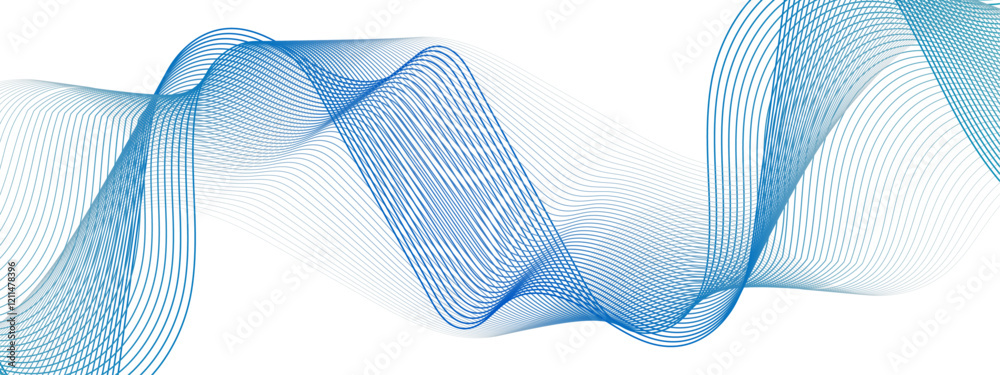 Poster abstract blue wave line on the white background. modern summer creative gradient effect. futuristic 
