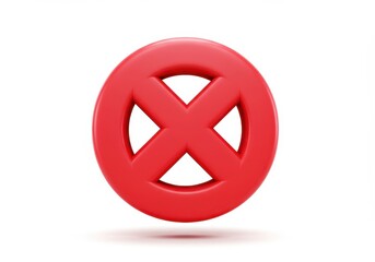 Obraz premium A 3D illustration of a bold red prohibition symbol with a shadow underneath isolated on a white background