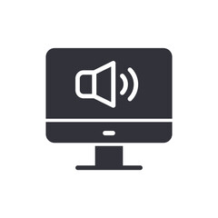 Audio visual monitor solid icons, minimalist vector illustration ,simple transparent graphic element .Isolated on white background