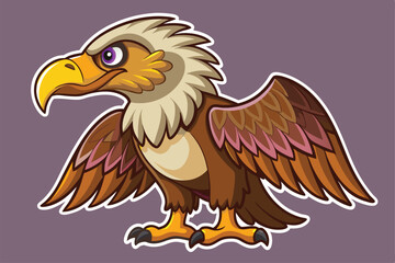 Obraz premium A colorful cartoon griffon vulture sticker designed for creative projects and playful decoration Griffon vulture cartoon sticker