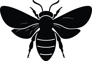 Black Silhouette Honeybee Insect Icon, Wings, Nature, Pollination, Honey