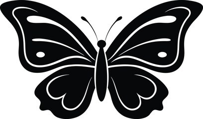 Elegant Black Butterfly Silhouette, Wings, Nature, Insect, Art, Design, Symbol, Graphic, Vector, Ill