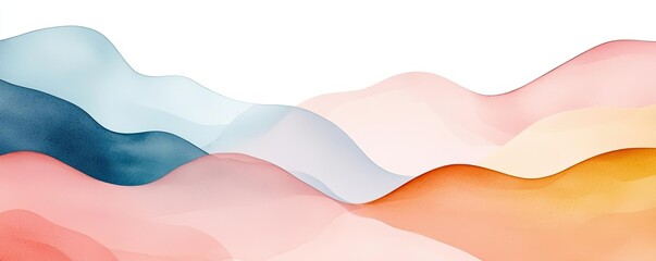 Fototapeta premium Soft watercolor idea. Abstract watercolor waves in soft colors create a serene and calming composition.