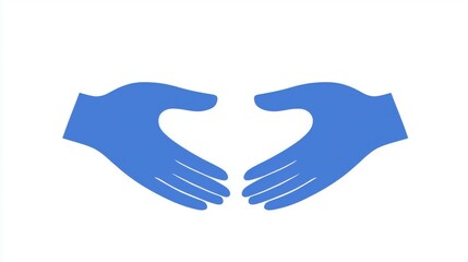 Fototapeta premium Two Blue Hands Forming a Heart Shape on White Background