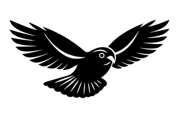 Obraz premium A minimalist an owl bird is flying silhouette black vector illustration.