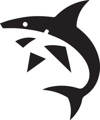 Simple shark logo on black and white background
