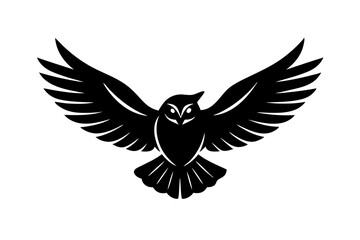 Obraz premium A minimalist an owl bird is flying silhouette black vector illustration.