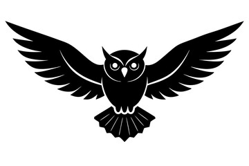 Obraz premium A minimalist an owl bird is flying silhouette black vector illustration.