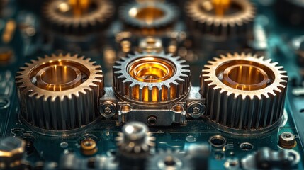Intricate Machinery: Close-up of Interlocking Gears