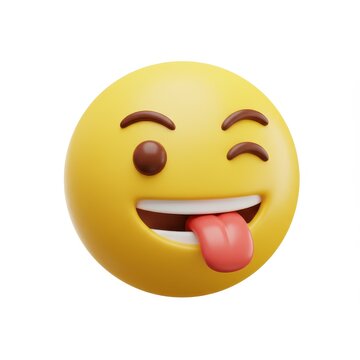 recommend clip art: A 3D illustration of a winking yellow emoji with its tongue sticking out playfully