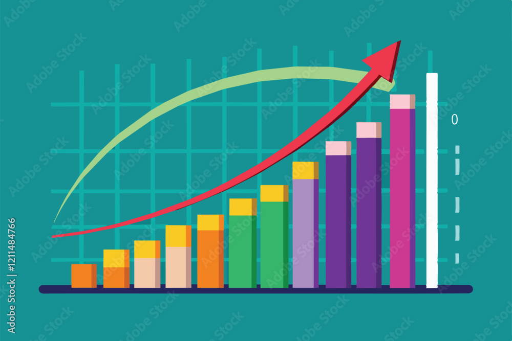 Poster a colorful growth curve visualization demonstrates increasing performance metrics through distinct b