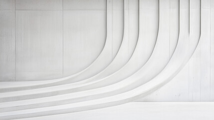 Abstract Minimalist Design:  A series of white curved panels create a dynamic, minimalist composition, evoking a sense of movement and flow.