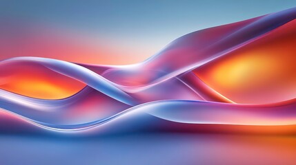 Obraz premium Abstract background with flowing, translucent shapes in shades of blue, pink, and orange.