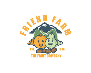 apple and pear friend character farm logo