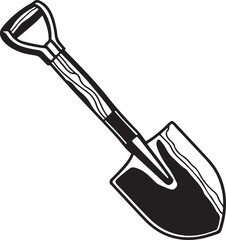 Shovel Rustic Tool for Gardening, Silhouette vector art illustration