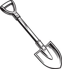 Shovel Rustic Tool for Gardening, Silhouette vector art illustration