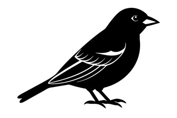 Obraz premium A minimalist beautiful linocut Grosbeak bird silhouette black vector artwork illustration. 