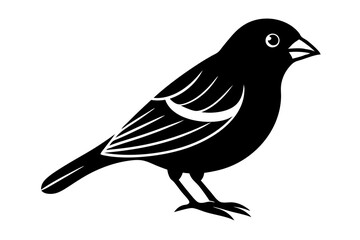 Obraz premium A minimalist beautiful linocut Grosbeak bird silhouette black vector artwork illustration. 