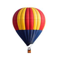 Fototapeta premium Hot air balloon with red blue and yellow stripe isolated on white background.PNG