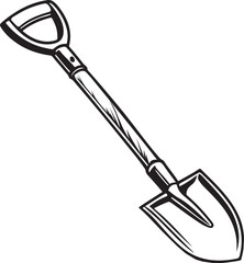 Shovel Rustic Tool for Gardening, Silhouette vector art illustration