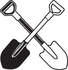 Shovel Rustic Tool for Gardening, Silhouette vector art illustration