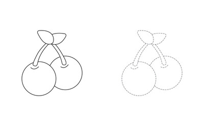 Tracing lines for toddlers. Handwriting practice sheet. Educational children game, printable worksheet for kids with Cherry 