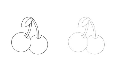 Tracing lines for toddlers. Handwriting practice sheet. Educational children game, printable worksheet for kids with Cherry 