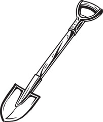Shovel Rustic Tool for Gardening, Silhouette vector art illustration