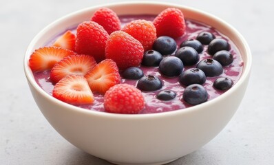 Colorful smoothie bowl with berries