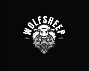 wolf and sheep head logo
